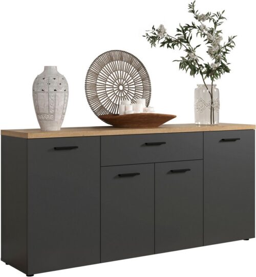 Home affaire Sideboard Bajo (1 St), Kommode mit 4 Türen und 1 Schubkasten – (B/T/H) 180/42/85 cm
