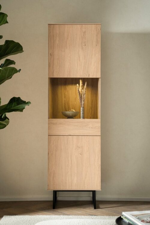 Home affaire Vitrine Lund, moderner Hochschrank, Glasvitrine mit Kufengestell aus Metall optisch dünner Oberboden, hochwertige Optik, ausreichend Stauraum