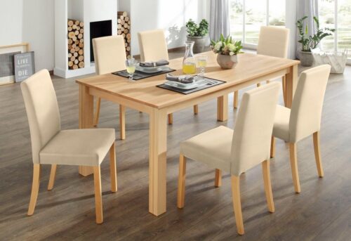Home affaire Essgruppe, (Set, 7-tlg), Tischgruppe im Landhaus Stil, Tisch, 6 Stühle