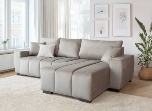 Home affaire Ecksofa L-Form Bello, mit Bettfunktion, Bettkasten, Frei im Raum stellbar und Federkern