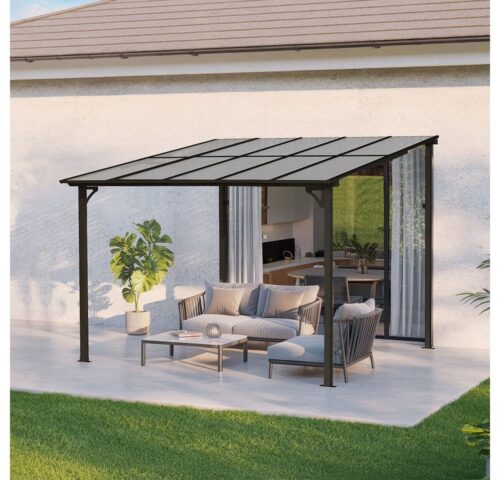 HOME DELUXE Terrassendach aus Aluminium ECO - Größenauswahl, BxT: 300x300 cm, Bedachung Hohlkammerstegplatten, Aluminiumgestell, einfache Montage, Terrassendach