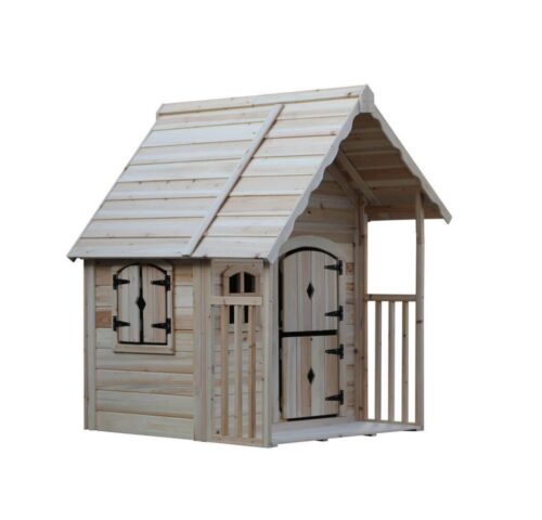 HOME DELUXE Spielhaus aus Holz KIMI - 120 x 130 x 140 cm, mit Terrasse & Stabile Holzkonstruktion, Gartenhaus für Kinder