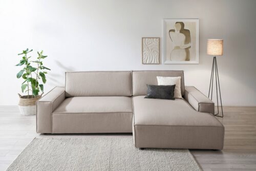 Home affaire Ecksofa NEU: SHERWOOD XXL 284, Big-Sofa L-Form, tiefe Sitzfläche 95 cm, Cord, Recamiere rechts/links, als Schlafsofa stellbar, Cord u. Leinenoptik