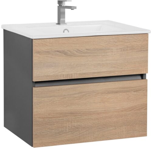 Home affaire Waschtisch Wisla, Waschplatz, Badezimmerschrank (Set, 2-St., Waschtisch mit Waschbecken), Badmöbel für Wandmontage mit Klappe, Schublade und Keramik Waschbecken
