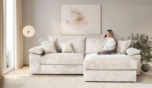 Home affaire Ecksofa Soft&Cosy XXL L-Form, B: 303 cm - OTTO. Verlässliche Qualität., Mega-Sofa, Cord oder Chenille-Struktur, mit Federkern & 4 Zierkissen