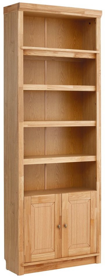 Home affaire Bücherregal Soeren, aus massiver Kiefer, Höhe 220 cm, mit 2 Holztüren, viel Stauraum