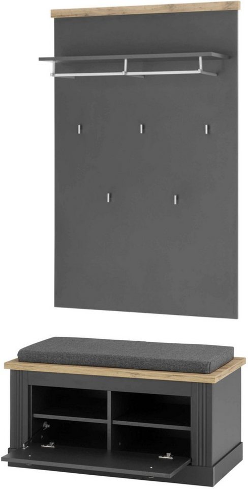 Home affaire Garderoben-Set WESTMINSTER BESTSELLER!, (2-St., Schuhbank, Wandpaneel), im romantischen Landhausstil