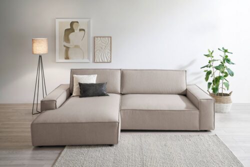 Home affaire Ecksofa NEU: SHERWOOD XXL 284, Big-Sofa L-Form, tiefe Sitzfläche 95 cm, Cord, Recamiere rechts/links, als Schlafsofa stellbar, Cord u. Leinenoptik
