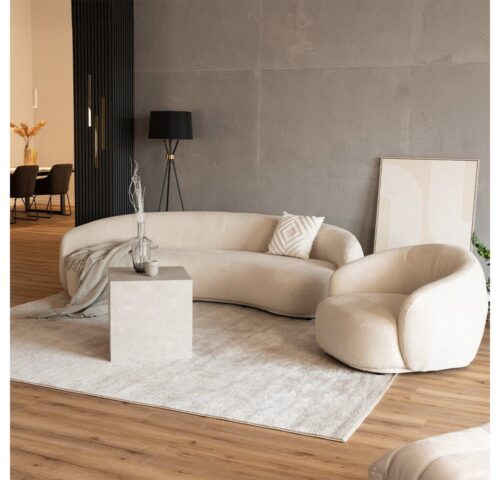 HOME DELUXE Sofa CASARA 258 x 72 x 128 cm, 1 Teile, Webstoff Beige I Modernes Wohnzimmer Sofa, Lounge - Set