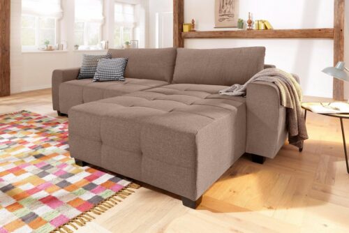 Home affaire Ecksofa Bella L-Form, B: 254 cm - OTTO. Verlässliche Qualität., mit 2 Zierkissen, optional Bettfunktion & Bettkasten, Federkern