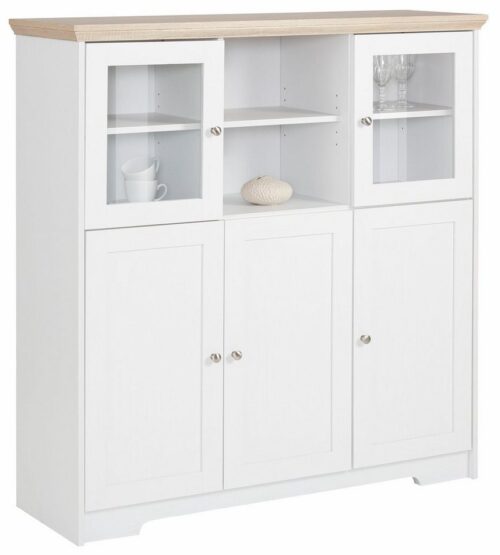 Home affaire Highboard Nanna, Vitrine in Eichen-Optik, Breite 118 cm