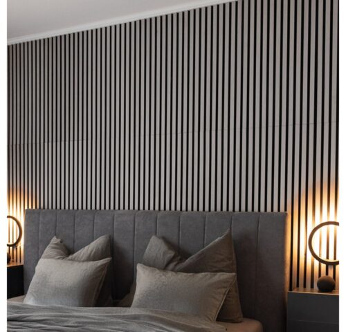 HOME DELUXE Wandpaneel Akustikpaneel / Lamellenwand SONIC, BxL: 40,00x80,00 cm, 0,32 qm, (Schalldämpfend, 1-tlg., Individuell kürzbar und zuschneidbar) Holzwand, Akustik Wand Paneele, Akustik Paneel