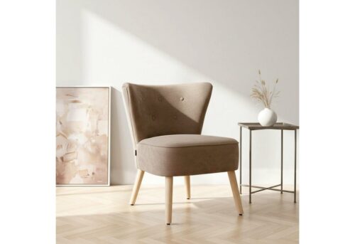 Home affaire Loungesessel JORIEL moderner Ohrensessel mit Knopfsteppung, mit Echtholzfüßen und feinem Struktur-Bezug