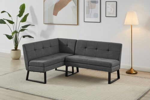 Home affaire Eckbank Geranie, Sitzbank, Essbank, pflegeleichter Strukturstoff, Eckbank inkl. Stauraum, Pulverbeschichtetes Metallgestell