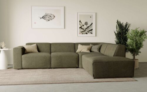 Home affaire Ecksofa Noord mit Kedernaht, Breite 282 cm, L-Form, Webstoff, mit Wellenunterfederung, Massivholzrahmen