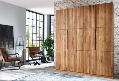 Home affaire Kleiderschrank Azelie, aus Wildeiche Massivholz-Kleiderschrank, im 50 cm Raster planbar