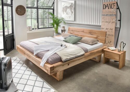 Home affaire Massivholzbett Ultima Balkenbett Doppelbett, Füße mit Kufenform (hohe Belastbarkeit: 200kg je Seite), Massivholz, Skandinavisches Design, Robust, stabil, FSC zertifiziert