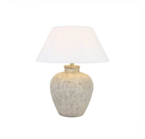 HOME DELUXE Tischleuchte LENE in Steinoptik - Größenauswahl Ø 42/50, ohne Leuchtmittel, Schirm beige Kegelform, Tischlampe, Schreibtischlampe