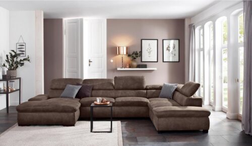 Home affaire Wohnlandschaft Alberto U-Form, mit Kopfteilverstellung, wahlweise mit Bettfunktion