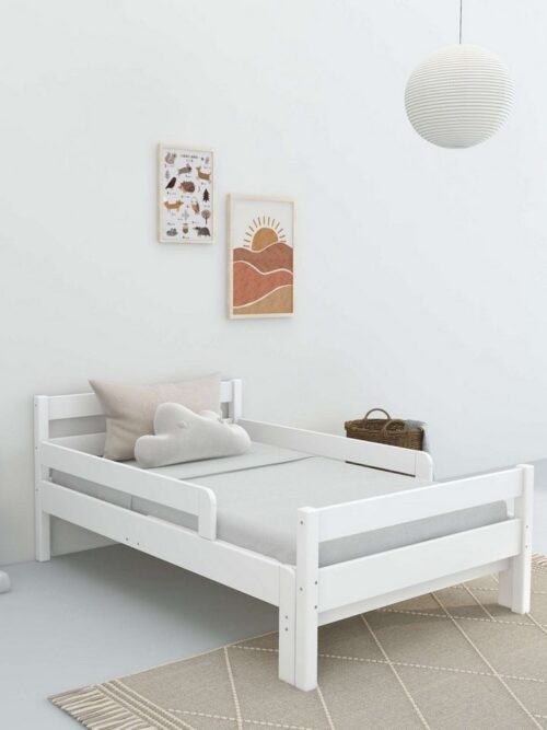 Home affaire Kinderbett Wenke, ausziehbar von 140 bis 200 cm, FSC® (90cm Breite, 140-200cm Liegefläche), massive Kiefer, mit Lattenrost, zeitlose Optik, Rausfallschutz