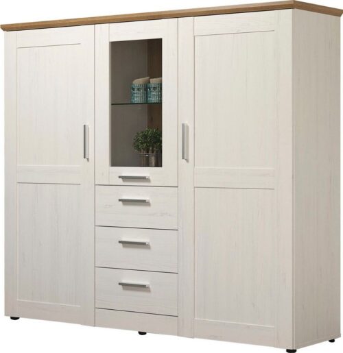 Home affaire Highboard Nybro, Vitrine, wechselseitig montierbarer Türanschlag, Breite 159 cm