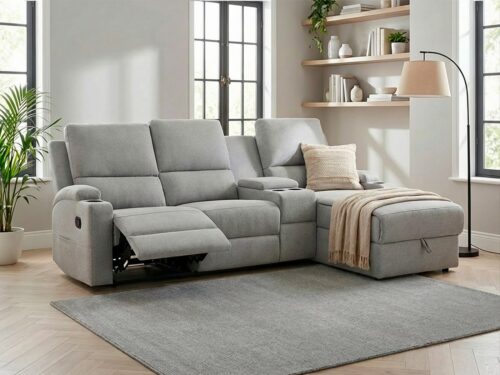 Home affaire Ecksofa NAPORI Multimediasofa, 3er Kinosessel XXL, L-Form, 3 Bezugsstoffe, Kinosofa mit Relaxfunktion, Getränkehalter, Staufach und Staukasten