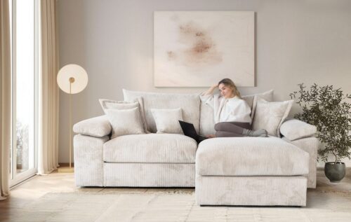 Home affaire Ecksofa Soft&Cosy XL L-Form, B: 246 cm - OTTO. Verlässliche Qualität., Mega-Sofa, Cord oder Chenille-Struktur, mit Federkern & 4 Zierkissen