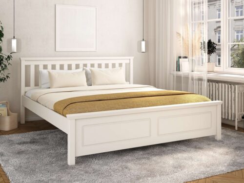 Home affaire Bett Fredegard, skandinavischer Stil, vielseitig kombinierbar, 2 Breiten (180er oder 140er Breite), teilmassiv, Sprossen am Kopfteil, mit Lattenrost, Kassettenoptik