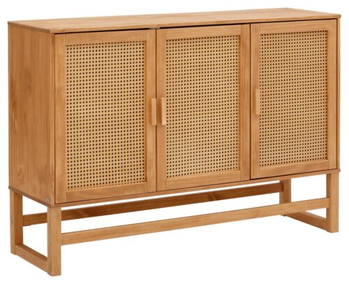 Home affaire Sideboard Linz, Kommode mit Rattangeflecht auf den Türfronten, aus Massivholz