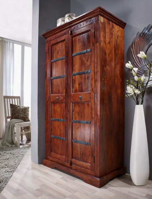 Massivmoebel24 Dreh-/Schwebetürenschrank OXFORD (Schrank Akazie 97x50x176 nougat OXFORD #401) Schrank Akazie 97x50x176 nougat OXFORD #401