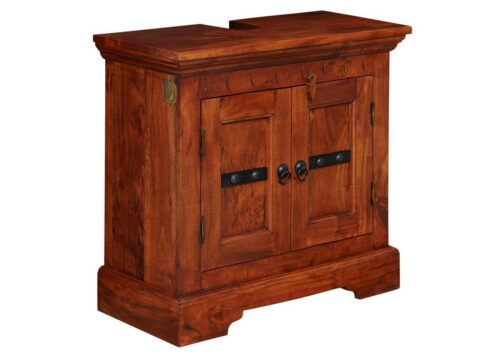 Massivmoebel24 Waschbeckenunterschrank OXFORD (Waschbeckenunterschrank Akazie 66x30x60 nougat lackiert OXFORD #1007) Waschbeckenunterschrank Akazie 66x30x60 nougat lackiert OXFORD #1007