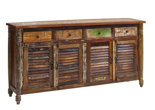 Massivmoebel24 Sideboard FABLE (Massivholz), Sideboard Altholz 183x42x90 mehrfarbig lackiert FABLE #17