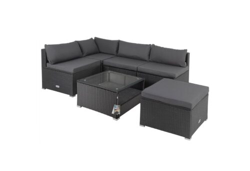 Casaria Gartenlounge-Set Taipei, (16-tlg), Gartenmöbel 7cm Auflagen Sitzkissen Sicherheitsglas Tisch Lounge