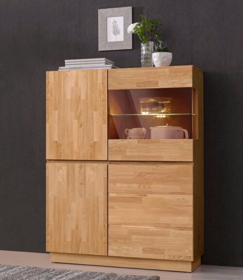 Home affaire Highboard Laima, Vitrine, Höhe 120 cm, teilmassiv, FSC®-zertifiziert