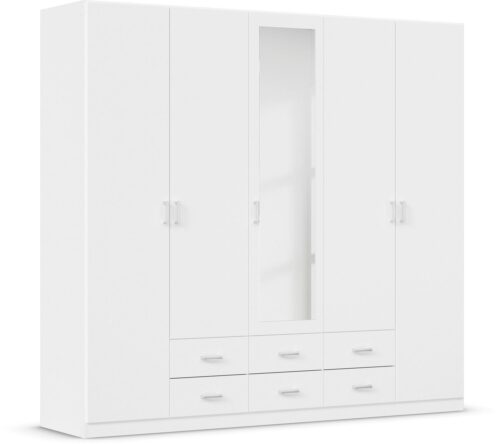 rauch Kleiderschrank Schrank Garderobe Ankleide GAMMA Breiten 91/136/181/226/271/315/360 cm (in 3 Ausstattungen BASIC/CLASSIC/PREMIUM (inkl. SOFT-CLOSE-Funktion) verschiedene Griff-Varianten, mit Spiegel TOPSELLER MADE IN GERMANY