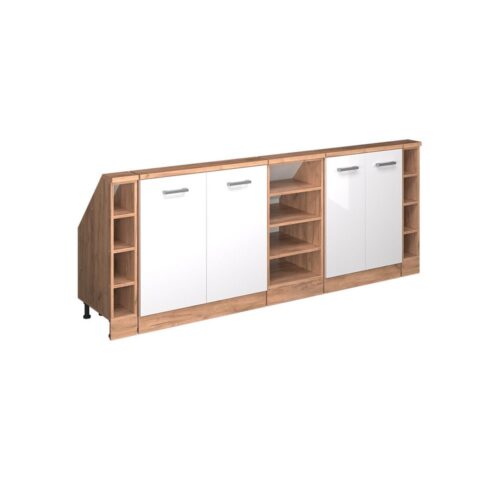 Vicco Kommode Rion, Weiß Hochglanz/Goldkraft Eiche/Goldkraft Eiche, 5er Set (5 St)