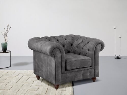 Home affaire Sessel Chesterfield B/T/H: 105/69/74 cm, mit hochwertiger Knopfheftung, auch in Leder