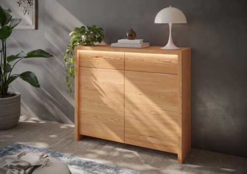 Home affaire Kommode Léopoldine, Kommode aus Kernbuche, inkl. LED-Beleuchtung