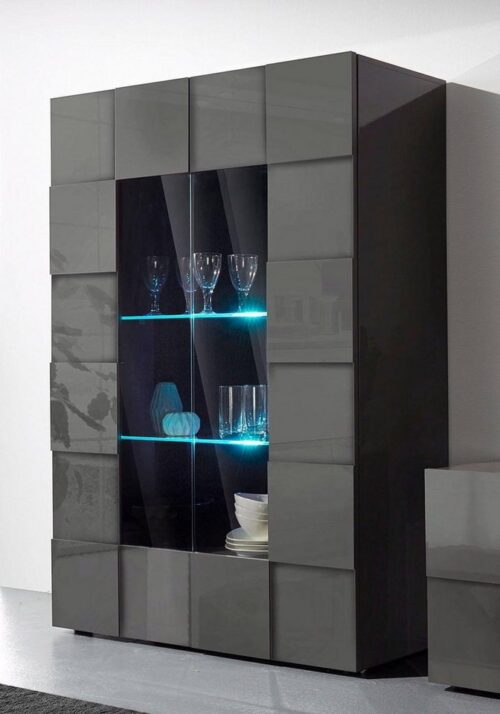 Home affaire Vitrine Dama Höhe 166 cm, Breite 121 cm, Stauraumvitrine mit 2 Türen, Standvitrine - Front in 3D-Optik, viel Stauraum, verschiedene Farben
