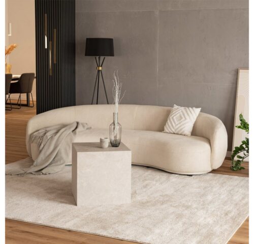 HOME DELUXE Sofa CASARA 258 x 72 x 128 cm, 1 Teile, Webstoff Beige I Modernes Wohnzimmer Sofa, 3 - Sitzer