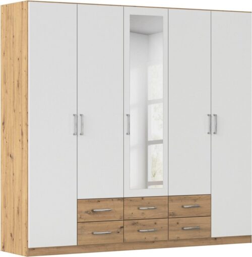 rauch Kleiderschrank Schrank Garderobe Ankleide GAMMA Breiten 91/136/181/226/271/315/360 cm (in 3 Ausstattungen BASIC/CLASSIC/PREMIUM (inkl. SOFT-CLOSE-Funktion) verschiedene Griff-Varianten, mit Spiegel TOPSELLER MADE IN GERMANY