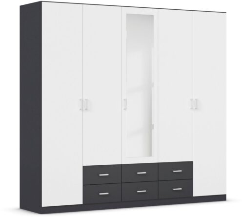rauch Kleiderschrank Schrank Garderobe Ankleide GAMMA Breiten 91/136/181/226/271/315/360 cm (in 3 Ausstattungen BASIC/CLASSIC/PREMIUM (inkl. SOFT-CLOSE-Funktion) verschiedene Griff-Varianten, mit Spiegel TOPSELLER MADE IN GERMANY
