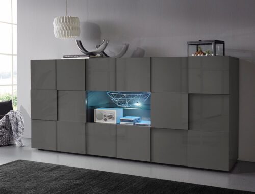 Home affaire Sideboard Dama Breite 181, Kommode 2 Türen u. 2 Schubkästen, Anrichte, Front in 3D-Optik, viel Stauraum, verschiedene Farben