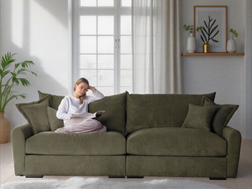 Home affaire Big-Sofa Finca XL, B: 190 cm, 4 Zierkissen, Mega-Sofa, in Cord oder Chenille-Struktur, Federkern