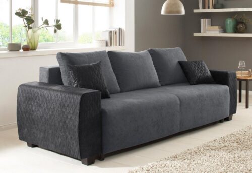 Home affaire Schlafsofa Bella, B: 241 cm, Liegefl. 142x194 cm, Bettfunktion, Bettkasten & 2 Zierkissen, Federkern