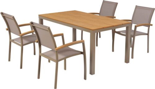 MERXX Garten-Essgruppe Piemont, (Set, 5-tlg), inkl. 4 Stapelsessel, 1 Tisch