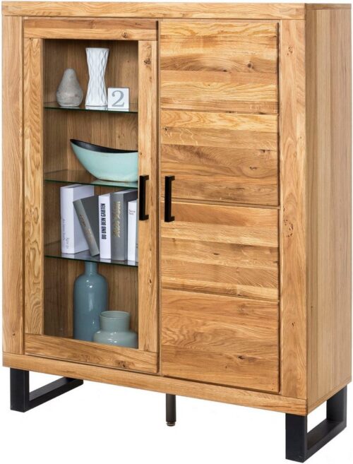 Home affaire Sideboard (1 St), Industriestil, Teilmassiv Eiche, schwarze Elemente, Modern