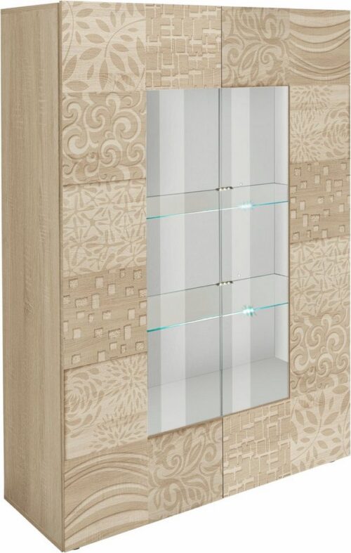Home affaire Vitrine Miro Stauraumvitrine, Höhe 166 cm mit dekorativem Siebdruck
