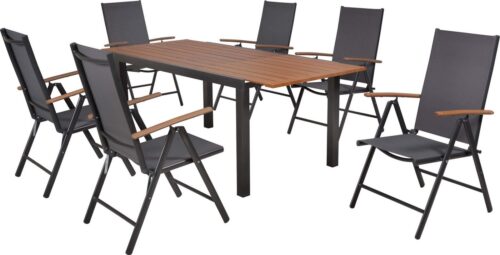 MERXX Garten-Essgruppe Valenza, (Set, 7-tlg), inkl. 6 Klappsessel, 1 Ausziehtisch