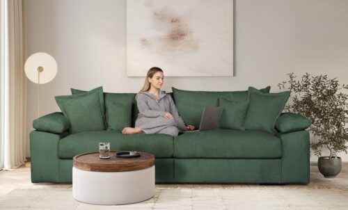 Home affaire Big-Sofa Soft&Cosy XL, B: 246 cm - OTTO. Verlässliche Qualität., Mega-Sofa, Cord oder Chenille-Struktur, mit Federkern & 4 Zierkissen